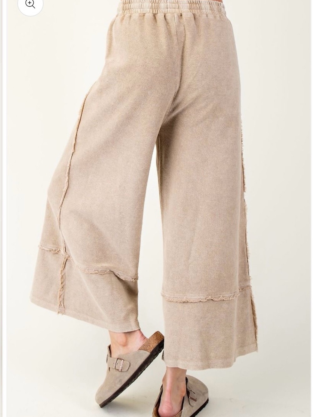 Easel-Wide Legs Terry Knit Palazzo Pants - Picture 3 of 4